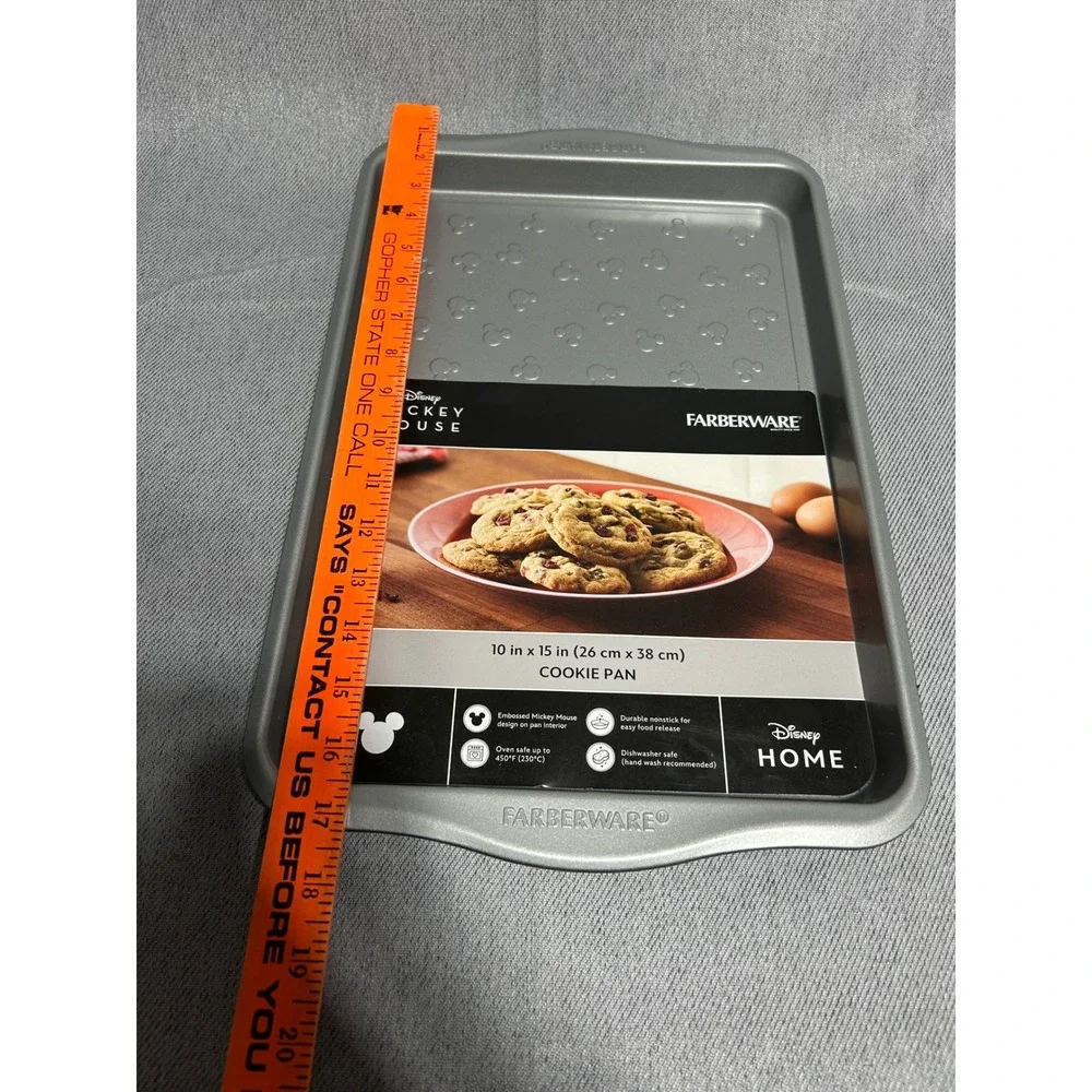 Farberware Mickey Mouse‎ Cookie Pan 10x15 Silver Disney Home Nonstick Embossed